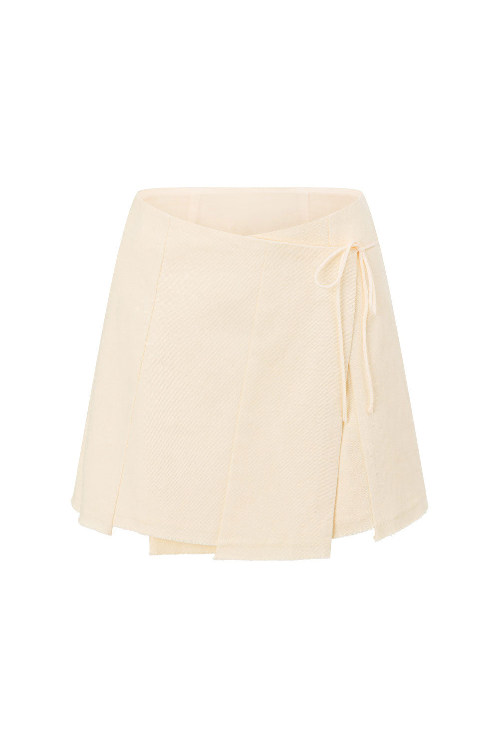 Sabo's Exclusive Cream Natural Cotton Lightweight Denim Sorren Wrap Mini Skirt