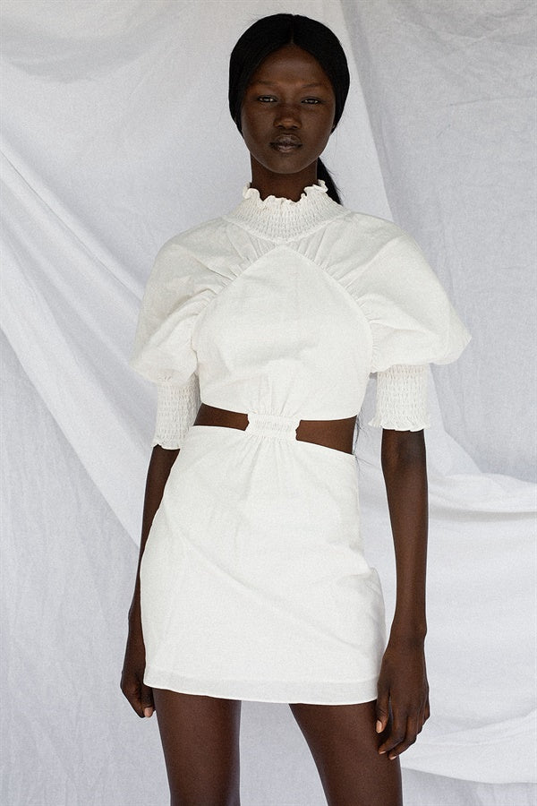 Exquisite Off-White Natural Linen Blend Peta Dress for Special Events