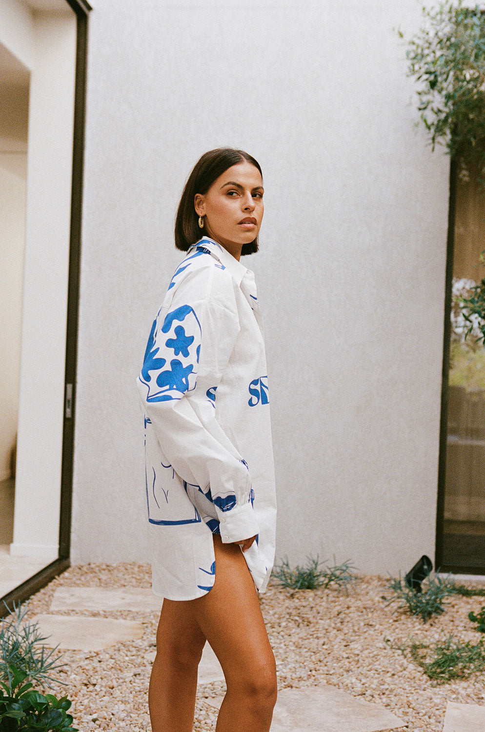 Exclusive Dainty Print Oversized Jay Cotton Shirt Dress