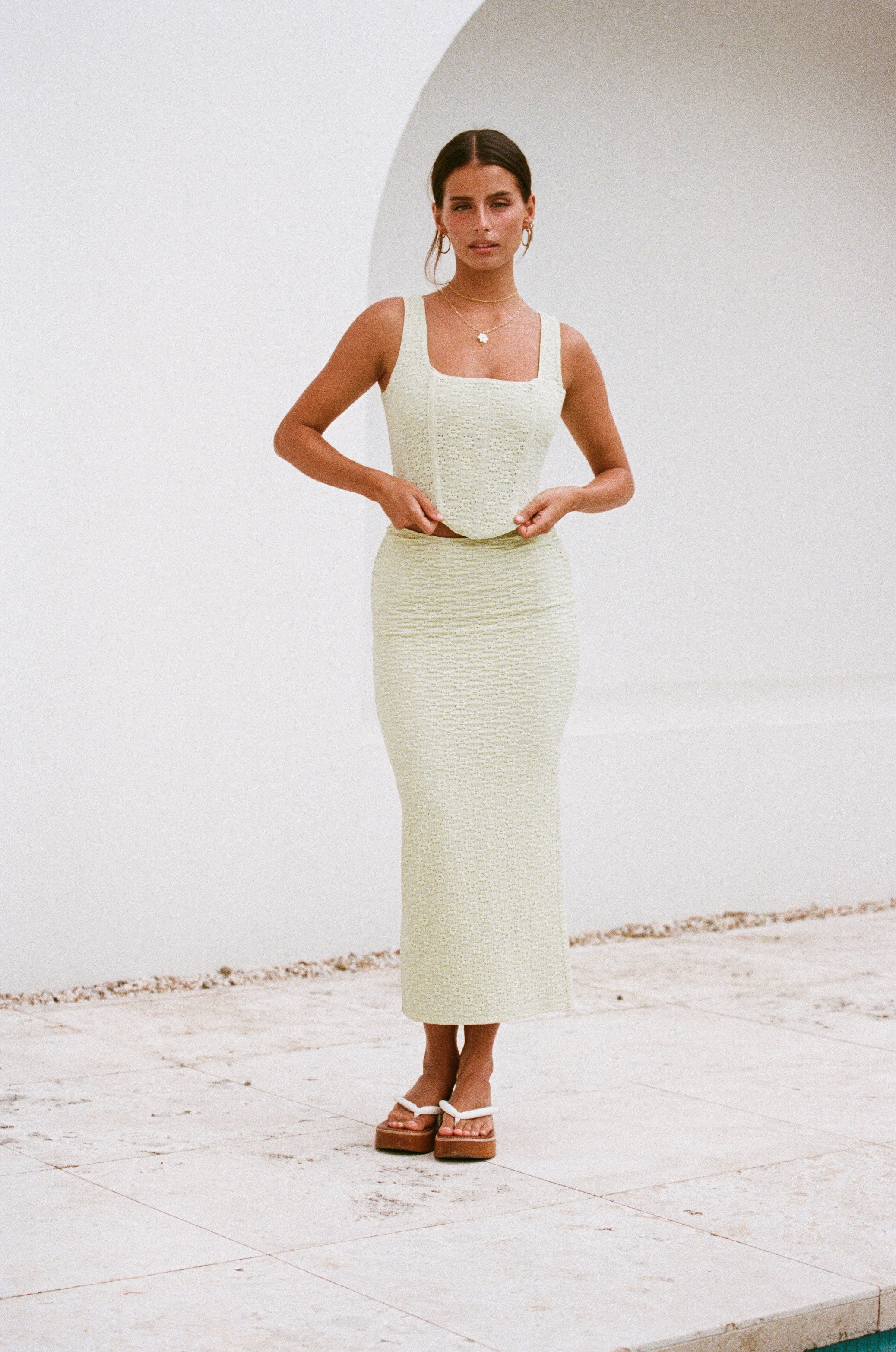 Soft Green Jhoselle Midi Skirt for Special Occasions