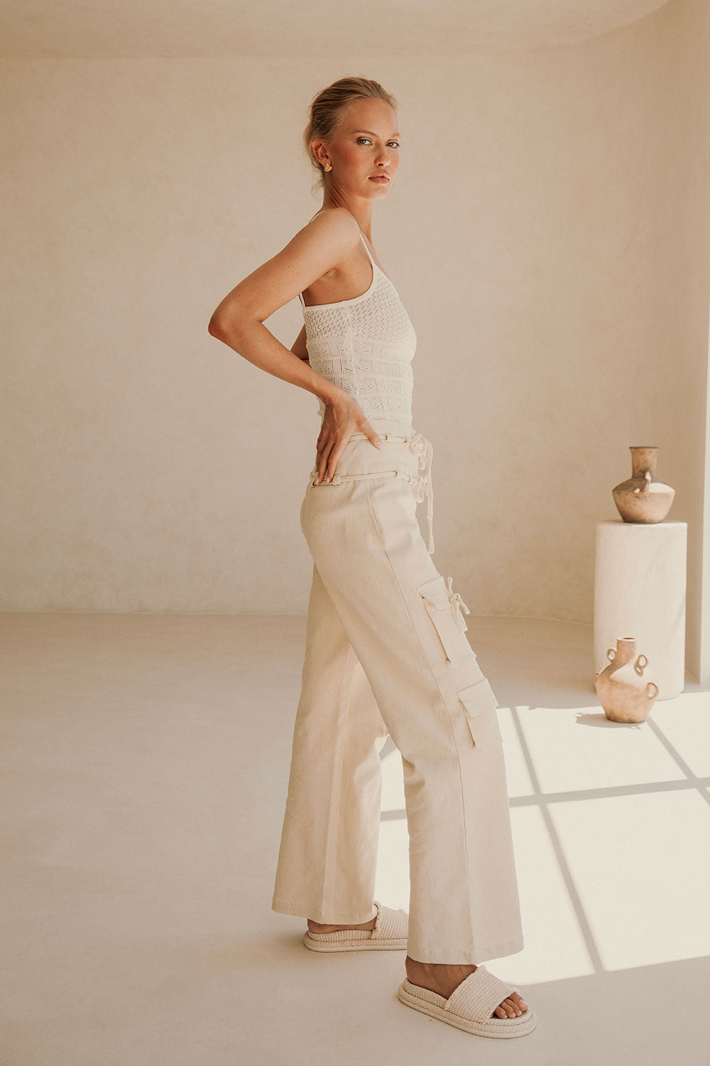 Cream-colored Jaicee Sample Pants for Fashionable Wear