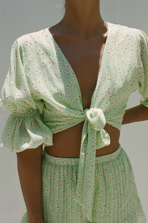 Stylish Women's Kierra Green Daisy-Printed Top