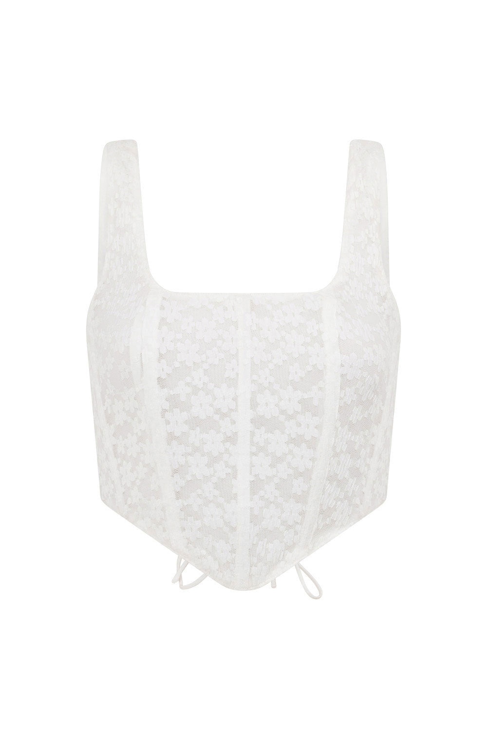 Sabo's Exclusive White Cotton Blend Lace Up Corset Style Top - Jhoselle