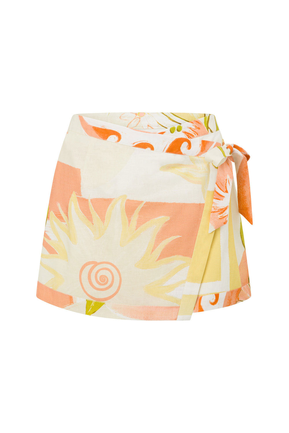 Stylish Elexus Thalassa Rust Linen-Cotton Blend Mini Wrap Skirt
