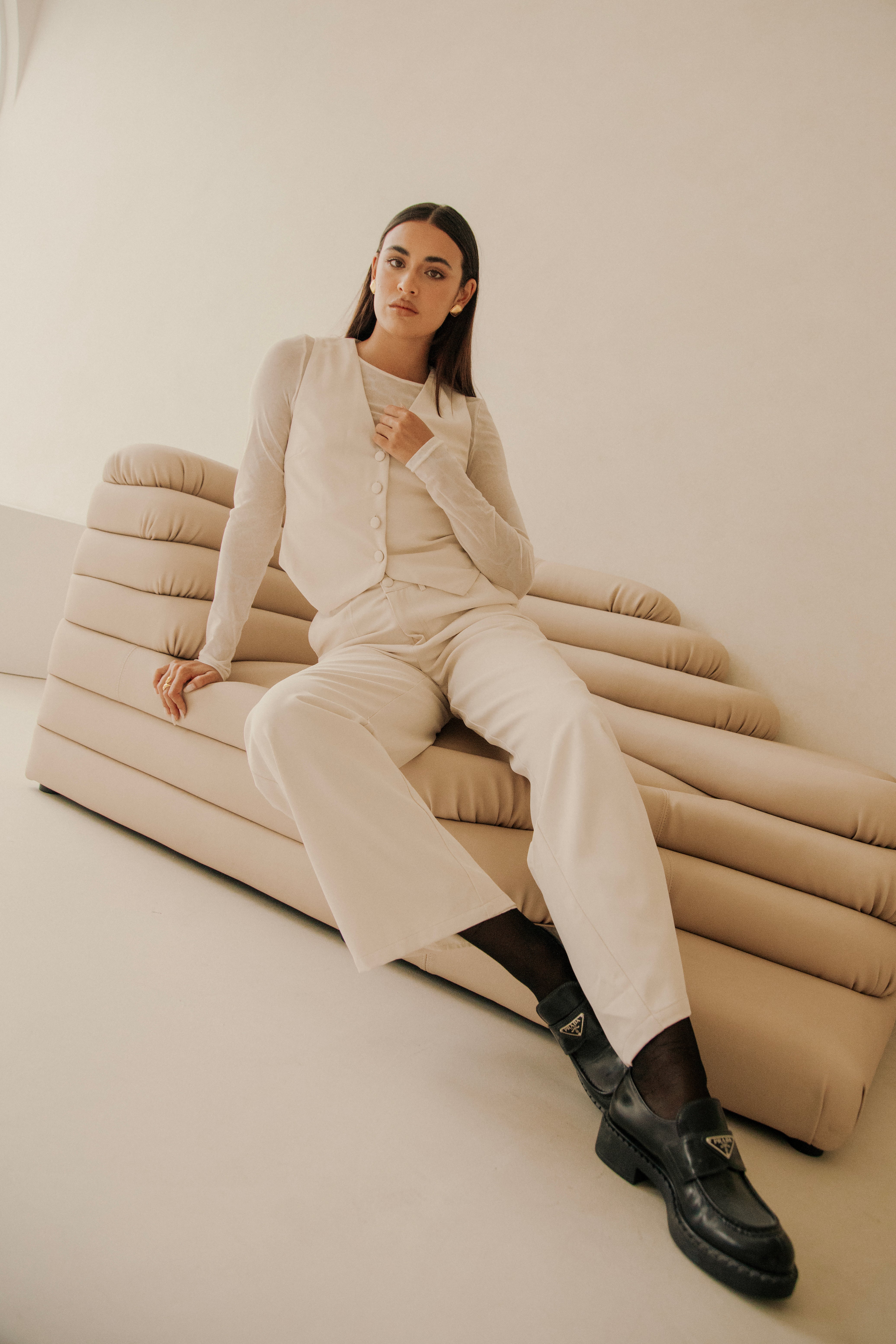 Sabo's Exclusive Vanilla - Colored Remi High - Waisted Suiting Pants