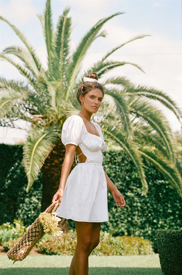 Elegant Women's White Yasmin Cotton Dress for Chic Look
