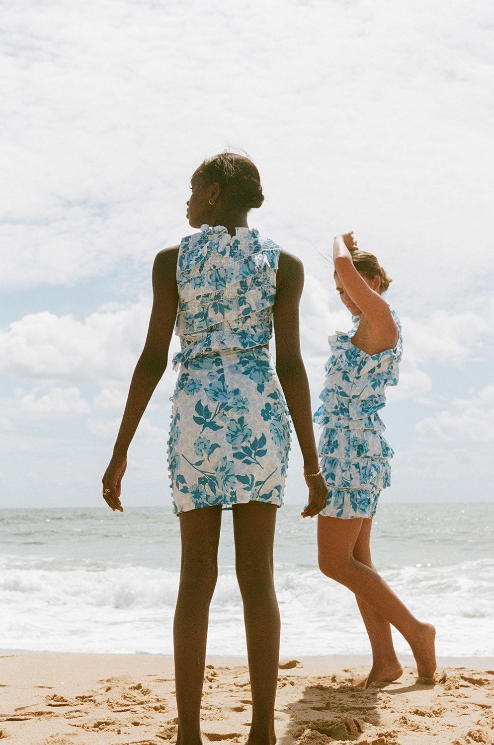 Exclusive Azure Flora Print Gisella Cutout Cotton Dress