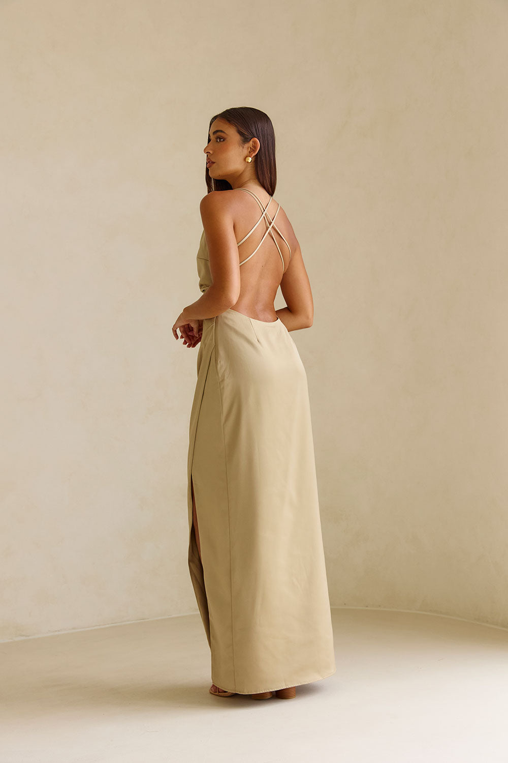 Exquisite Dusty Olive Matte Silky Rianna Dress for Prom and Bridal Party
