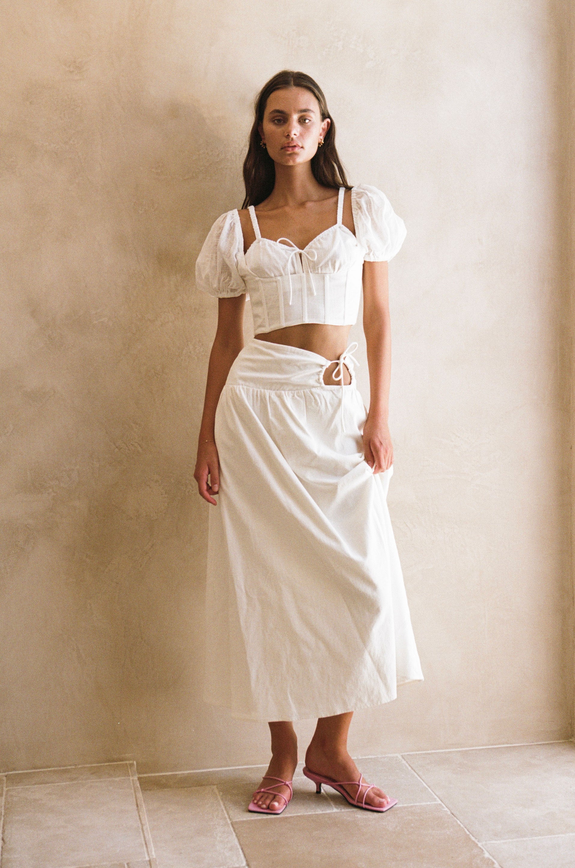 Sabo's Exclusive White High - Quality Cotton Marsela Corset Top