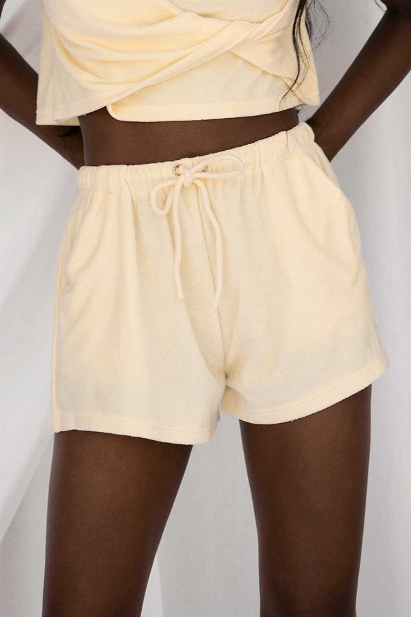 Soft Cream-colored Alchemy Shorts with Elastic Waistband