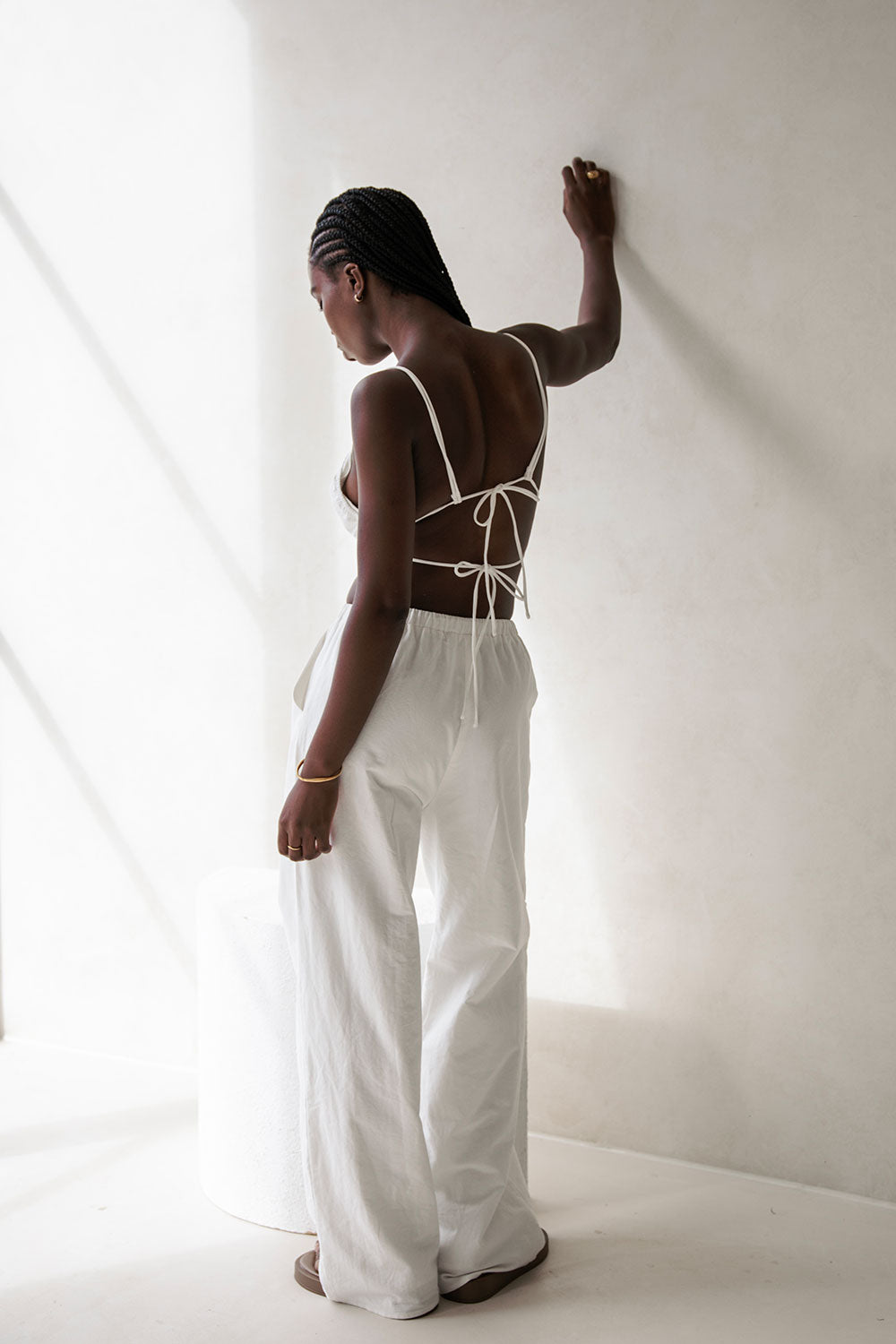 Exclusively Designed White High - Waisted Ginny Cotton Pants