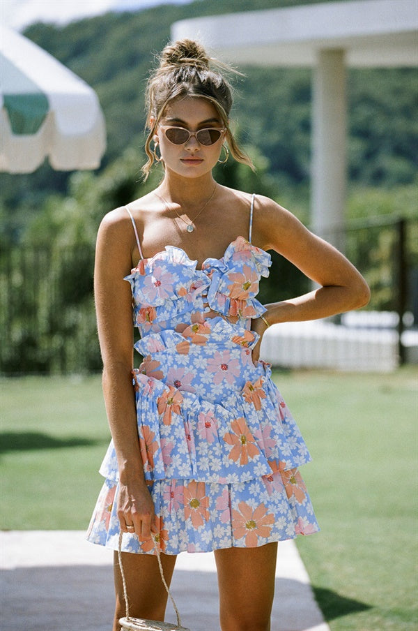 Stylish Selma Women's Cami Dress Featuring Exclusive Sky Floral Pattern