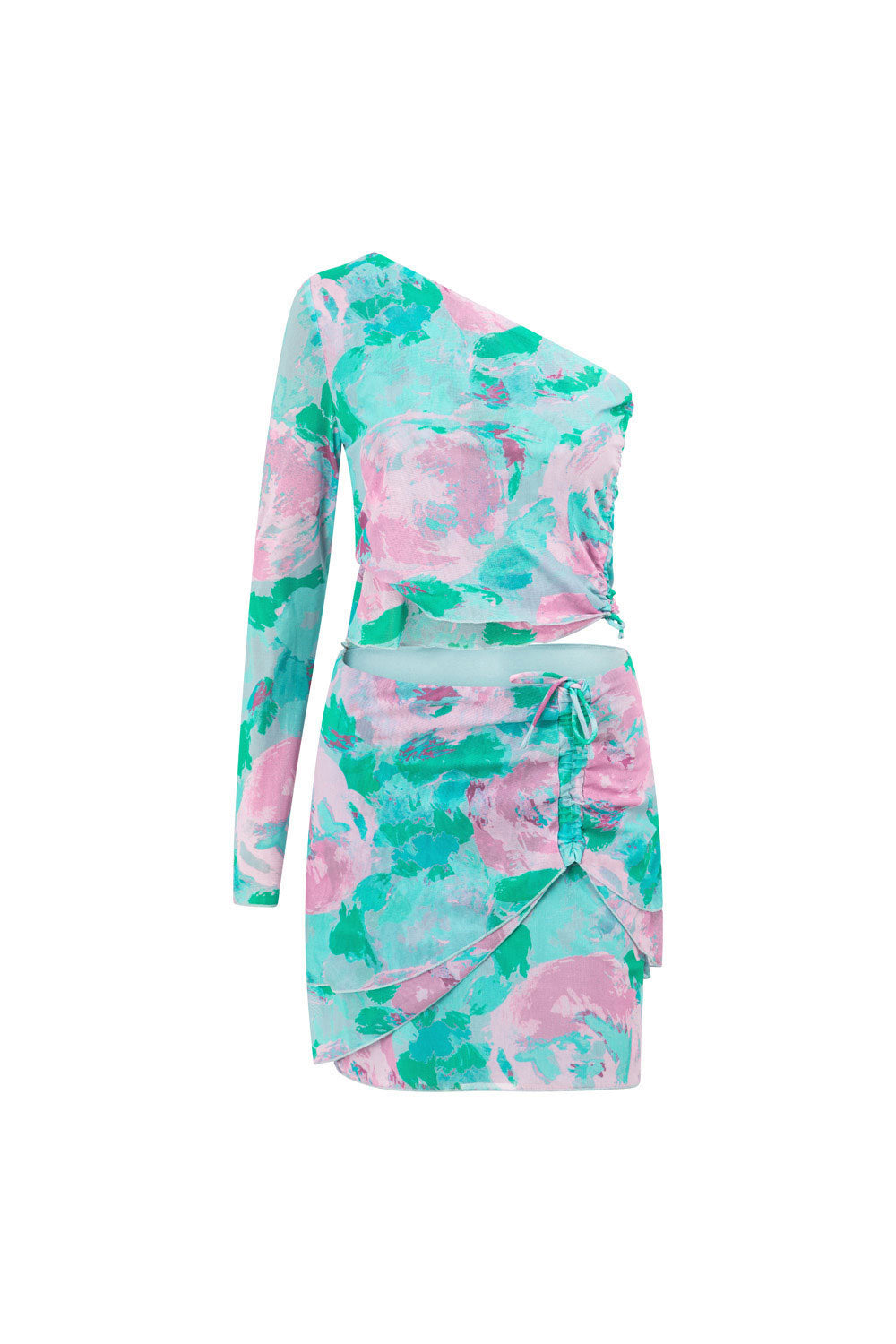 Gaia Women's One Shoulder Evening Dress with Exquisite Water Lilies Pattern