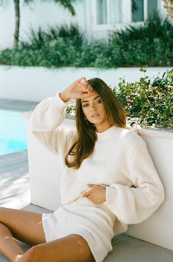 Arcadia Cosy Sherpa Fabric Knit Sweater for a Relaxed Look