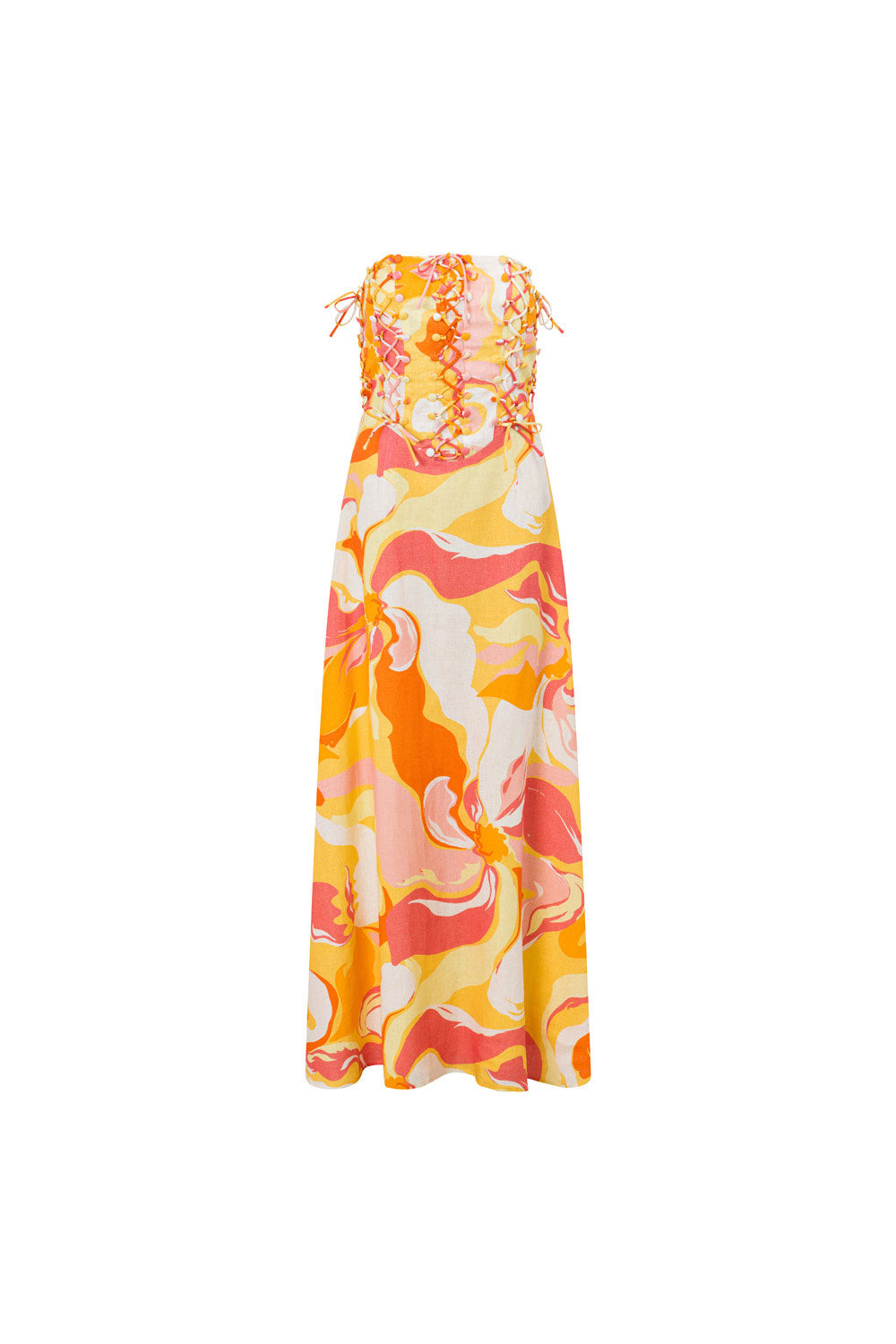 Exclusive ZACO Calista Sunset Print Strapless Maxi Event Dress - Kahlo Dress