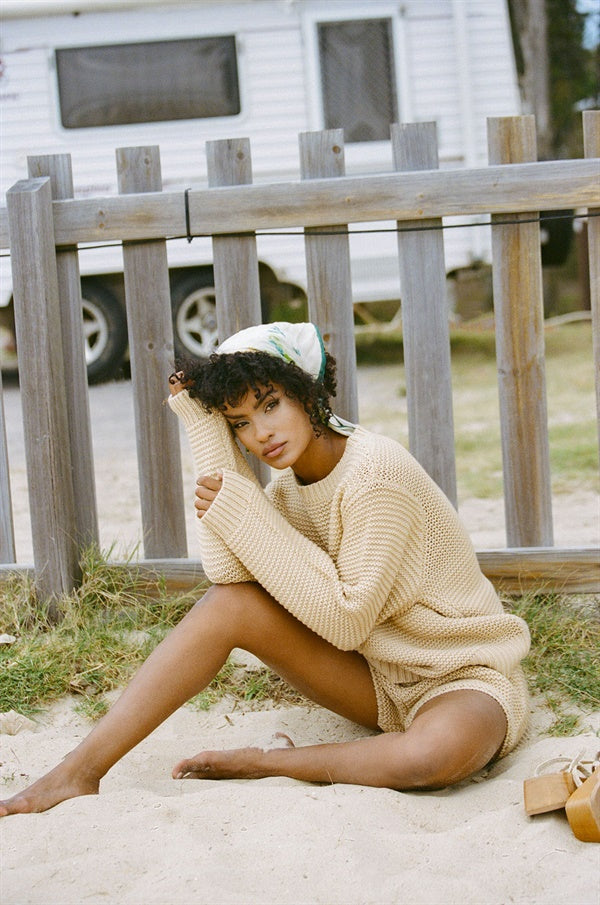 Tan Chunky Knit Noelle Women's Sweater for Cosy Wear
