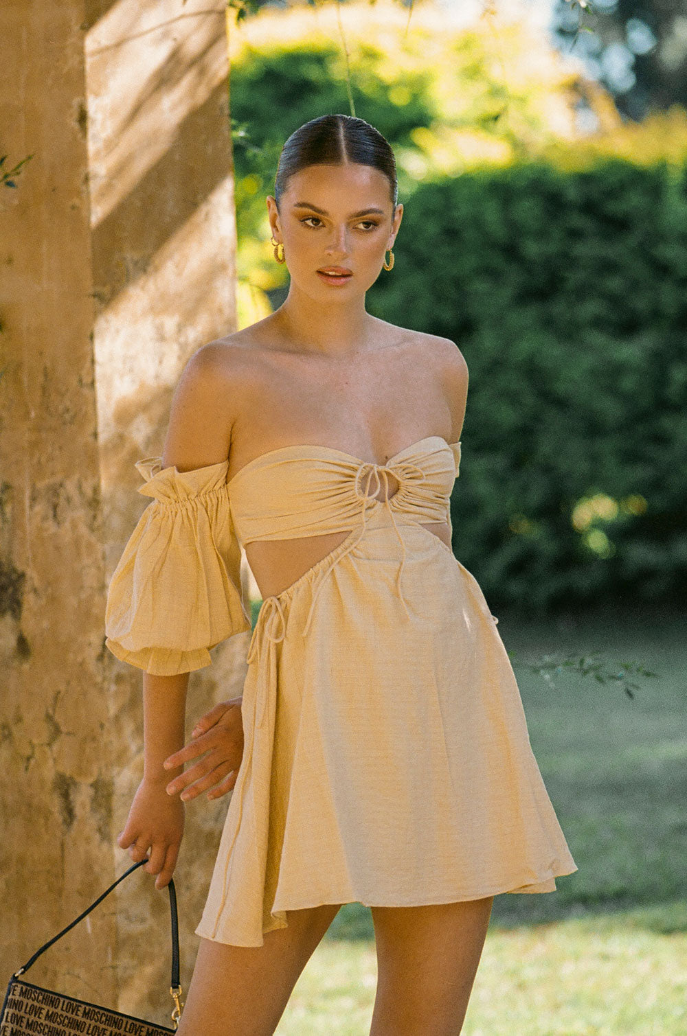 Sabo Exclusive Dusty Yellow Lightweight Halter Daria Dress