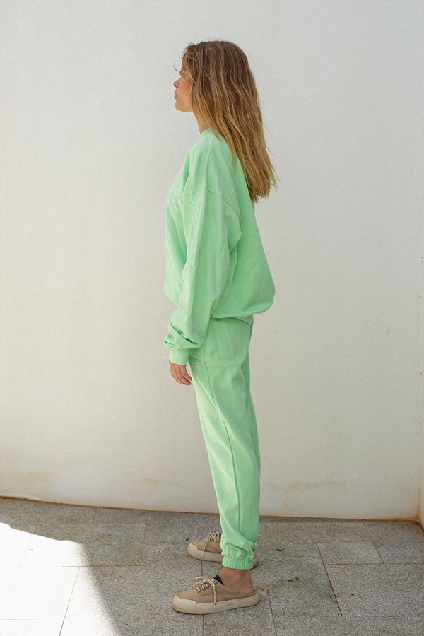 Cosy Green Natural Cotton Ivy Sweatpants for Winter