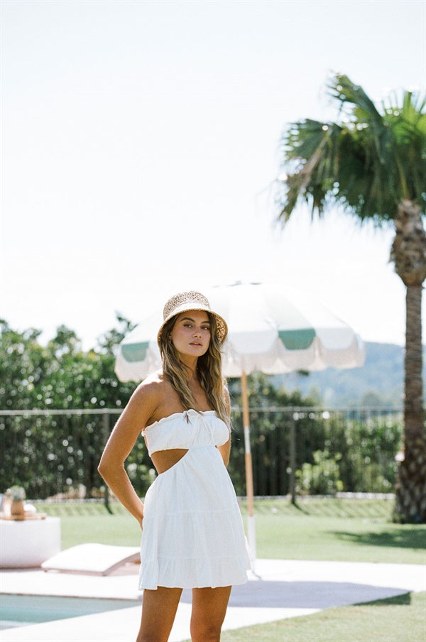 Women's Off - White Raw Cotton Strapless Marino Summer Dress