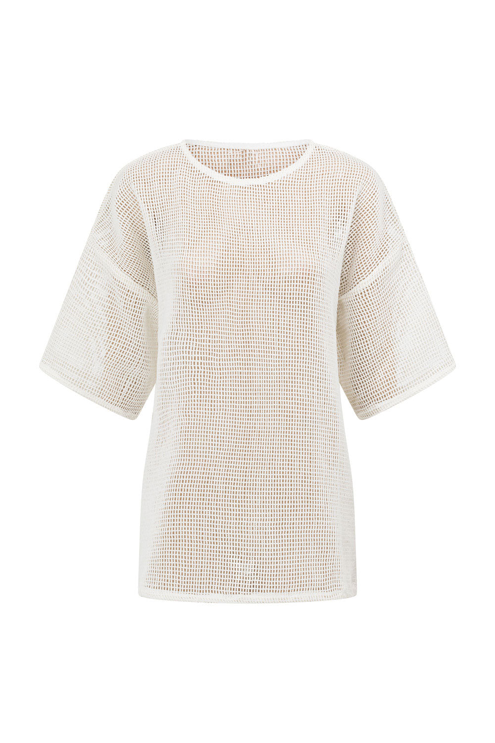 Sabo's Exclusive White Sheer Mesh Relaxed Raeni Top for Vacation