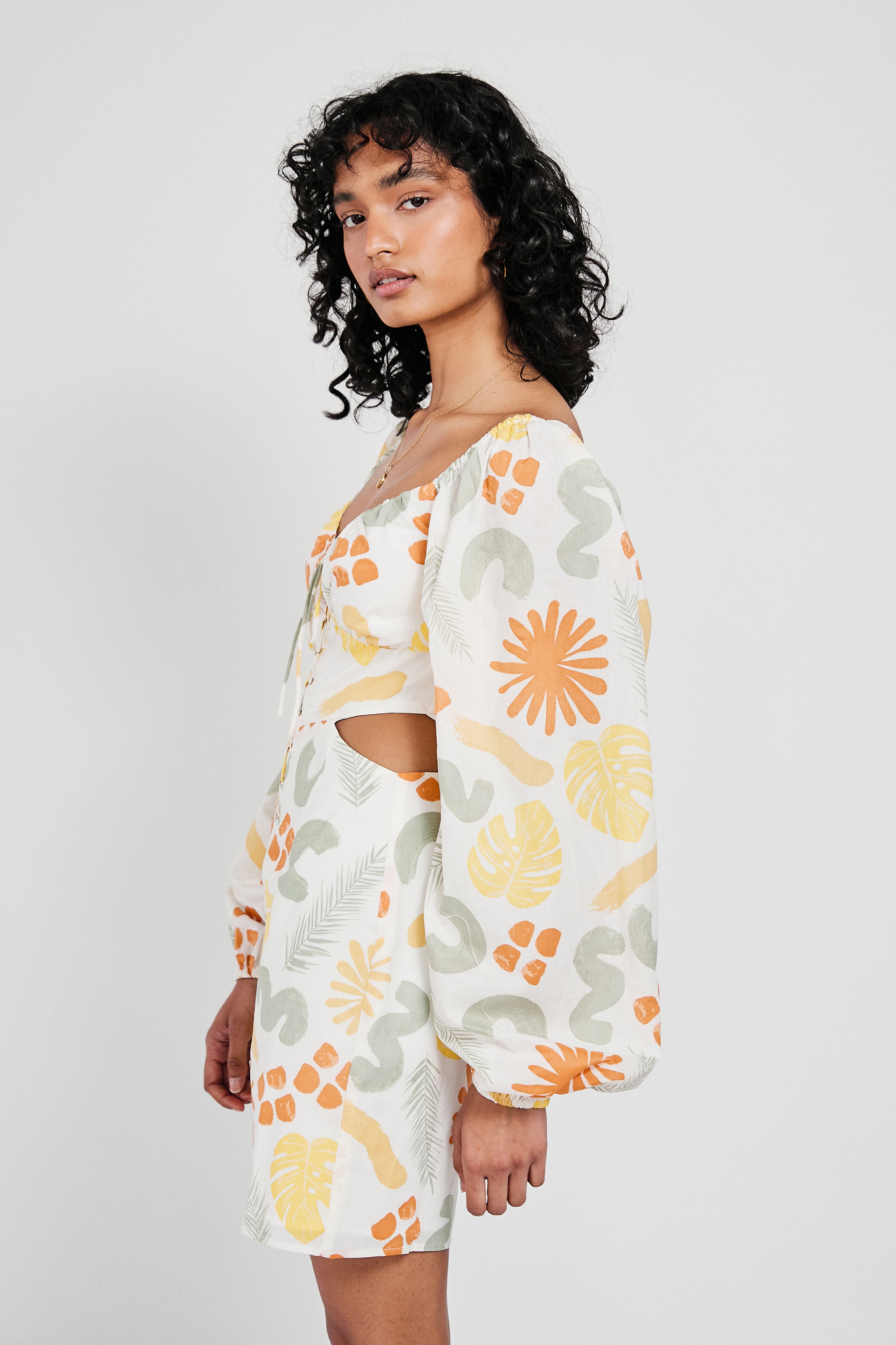 Unique Willa Desert Leaf Sample Dress with Faint Flaws
