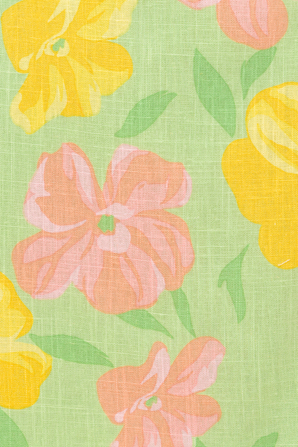 High - Quality Viscose Linen Blend Addis Dress with Rose Fill Print in Green