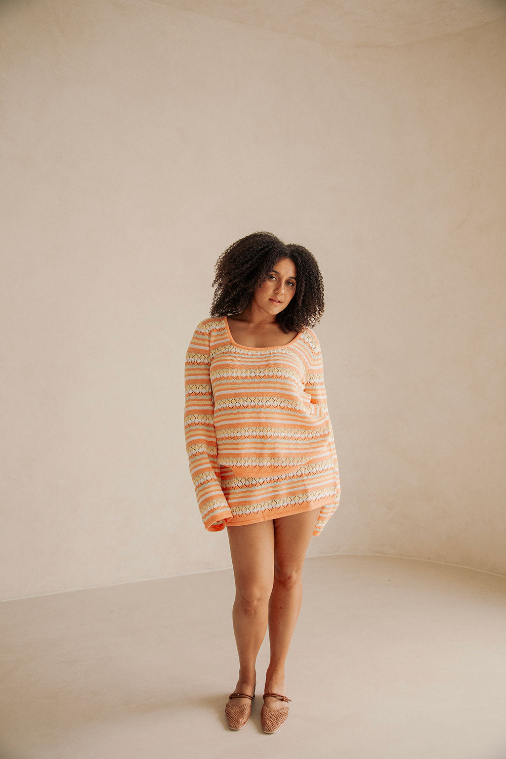 Stylish Women's Alaiya Orange Knit Top for Trans - Seasonal Wear