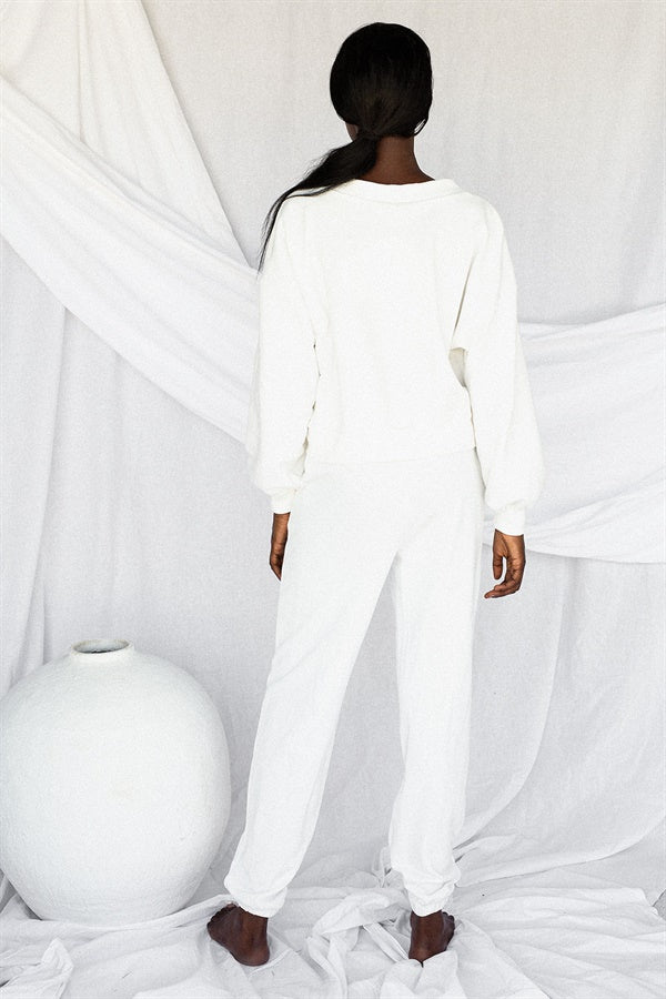 Comfy Off - white Natural Cotton Blend High - waisted Amada Pants