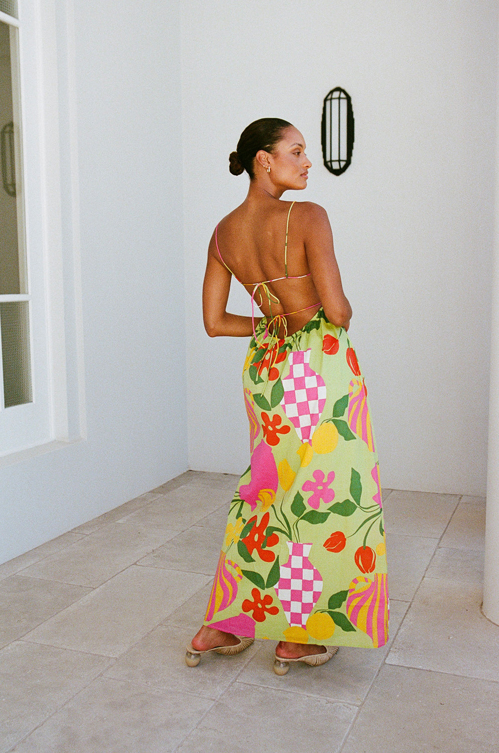 Catie Women's Maxi Dress with Exclusive New Green Vase Print