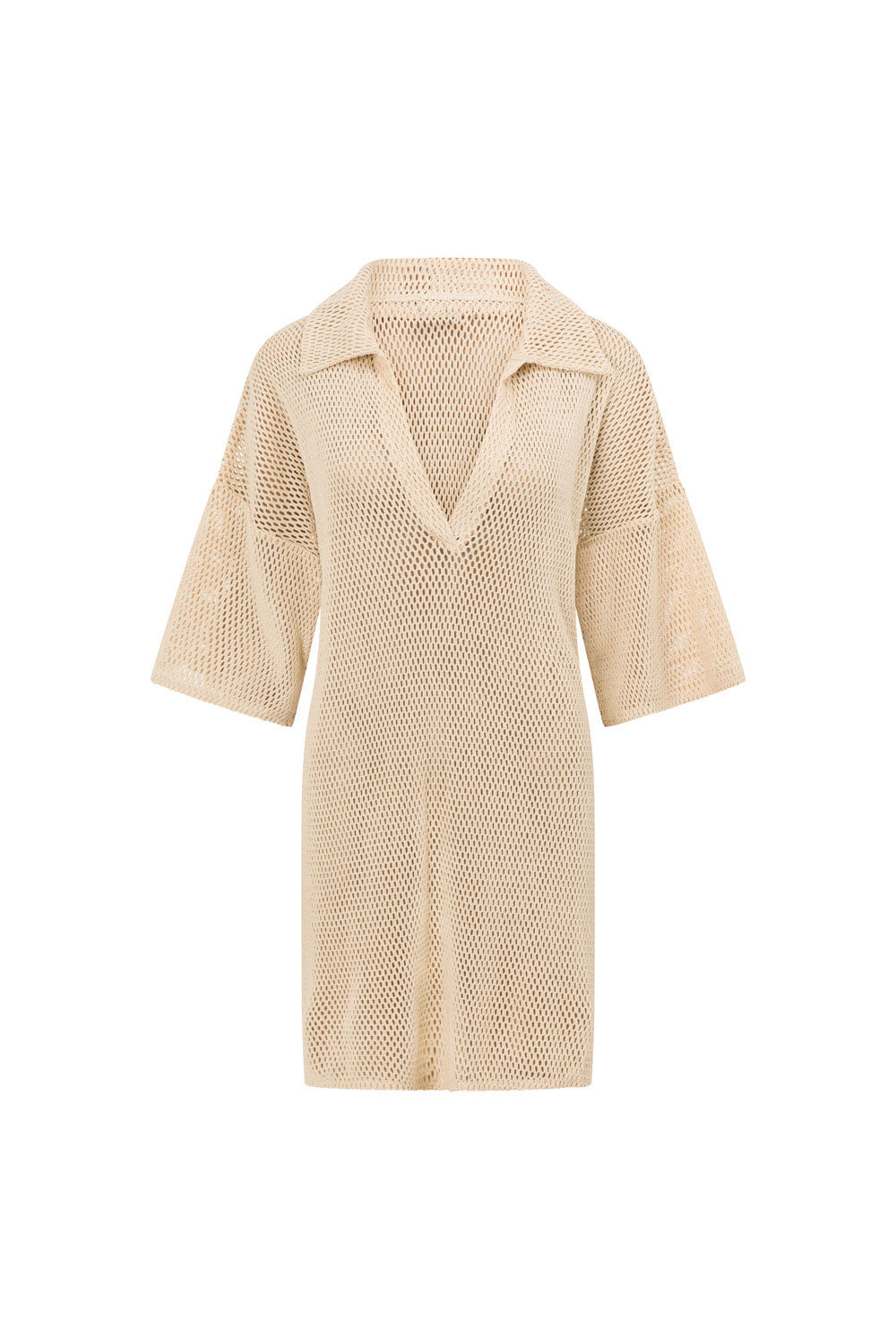 Summer Cream Sheer Woven Mini Shift Musa Dress