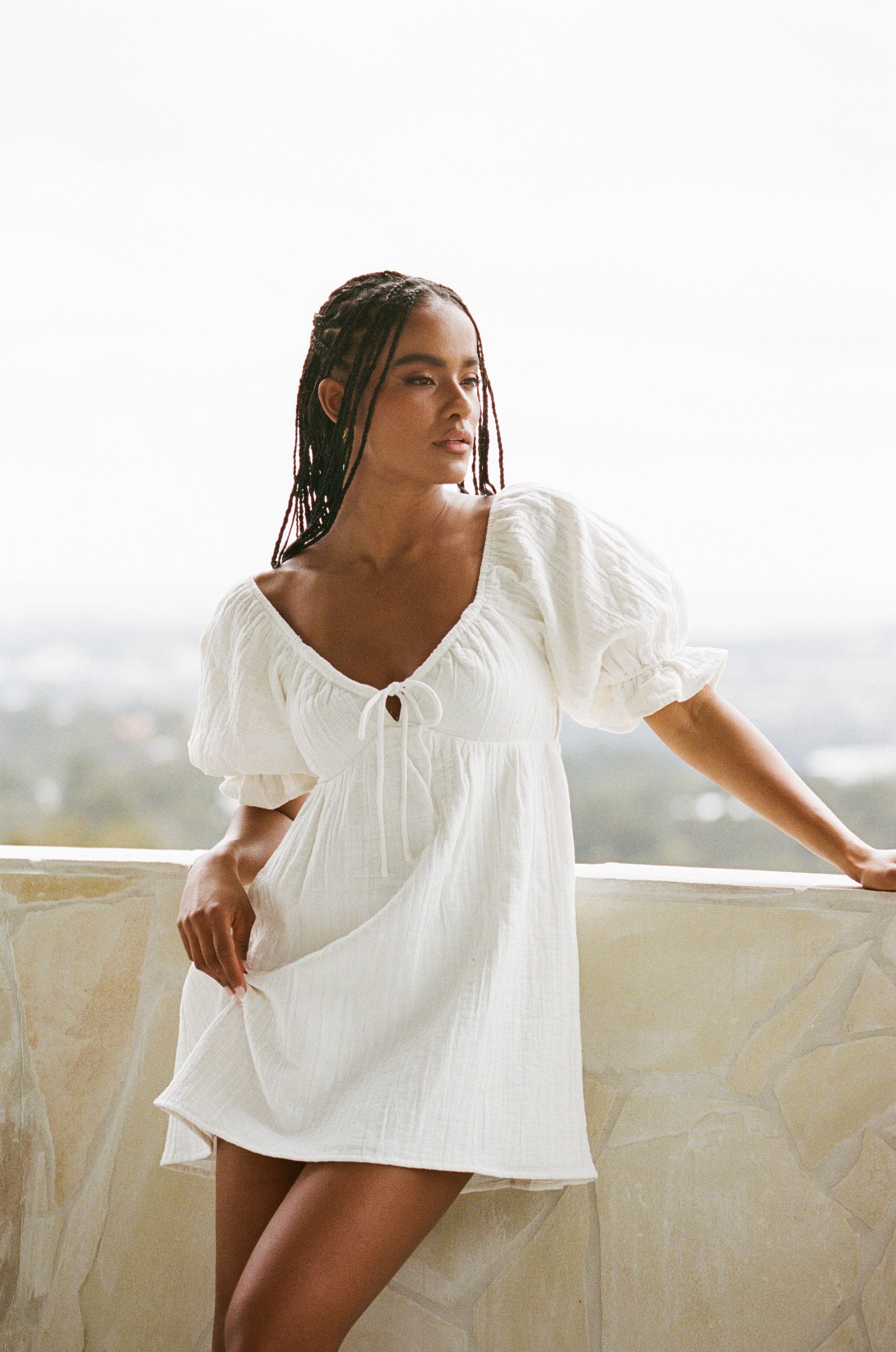 Kartia White Natural Cotton Women's Dress for Family Lunch and Vacation