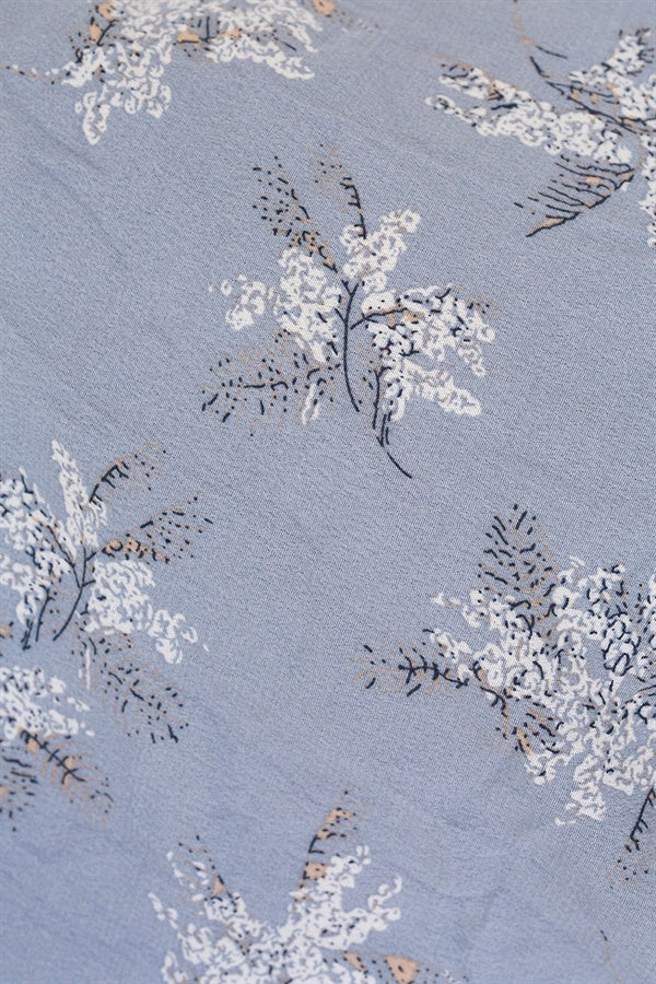 Stylish Blue Floral-Print Safiya Frill Dress with Unique Detailing