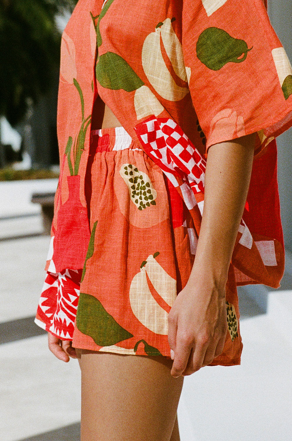 Sabo's Exclusively Designed Seona High Waisted Shorts in Dolce Rossa Print