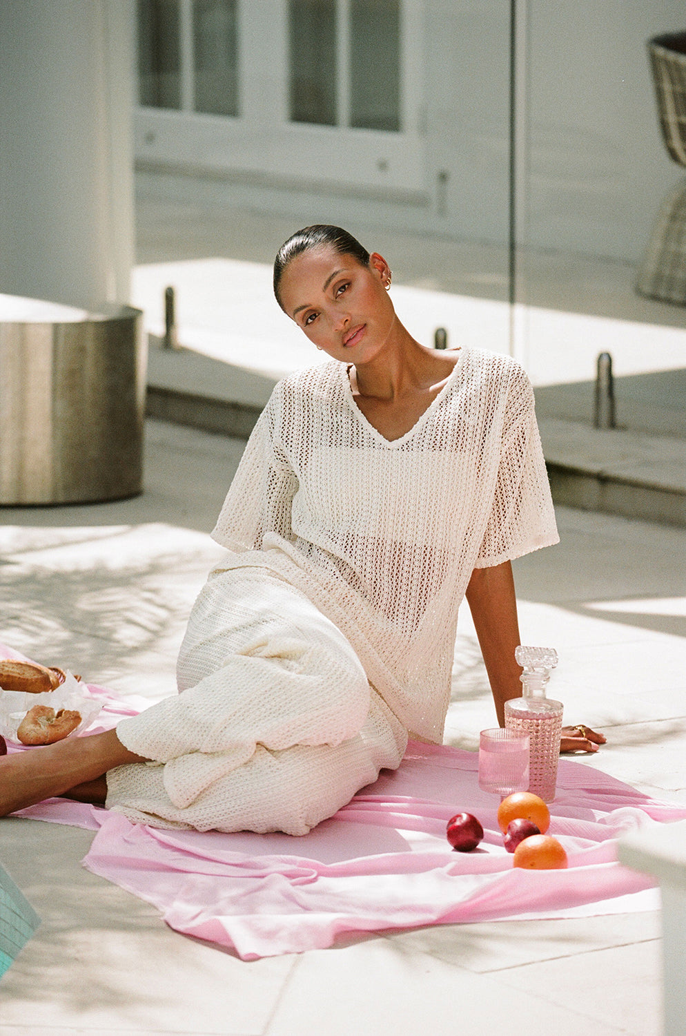 Sabo's Exclusive Cream Sheer Woven Takito Resort Top