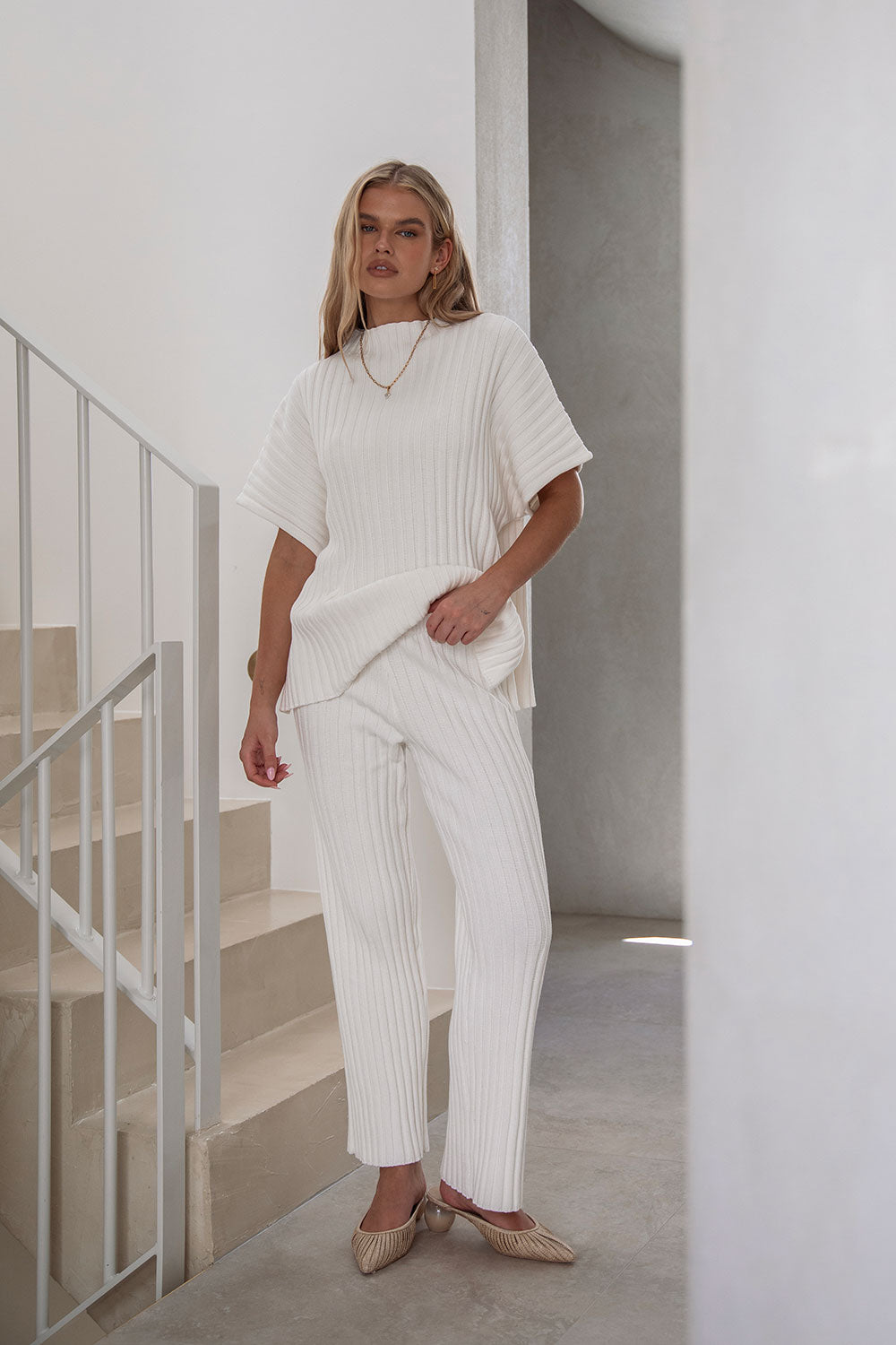Exclusive White Celine Style Pants - One-of-a-Kind Sample