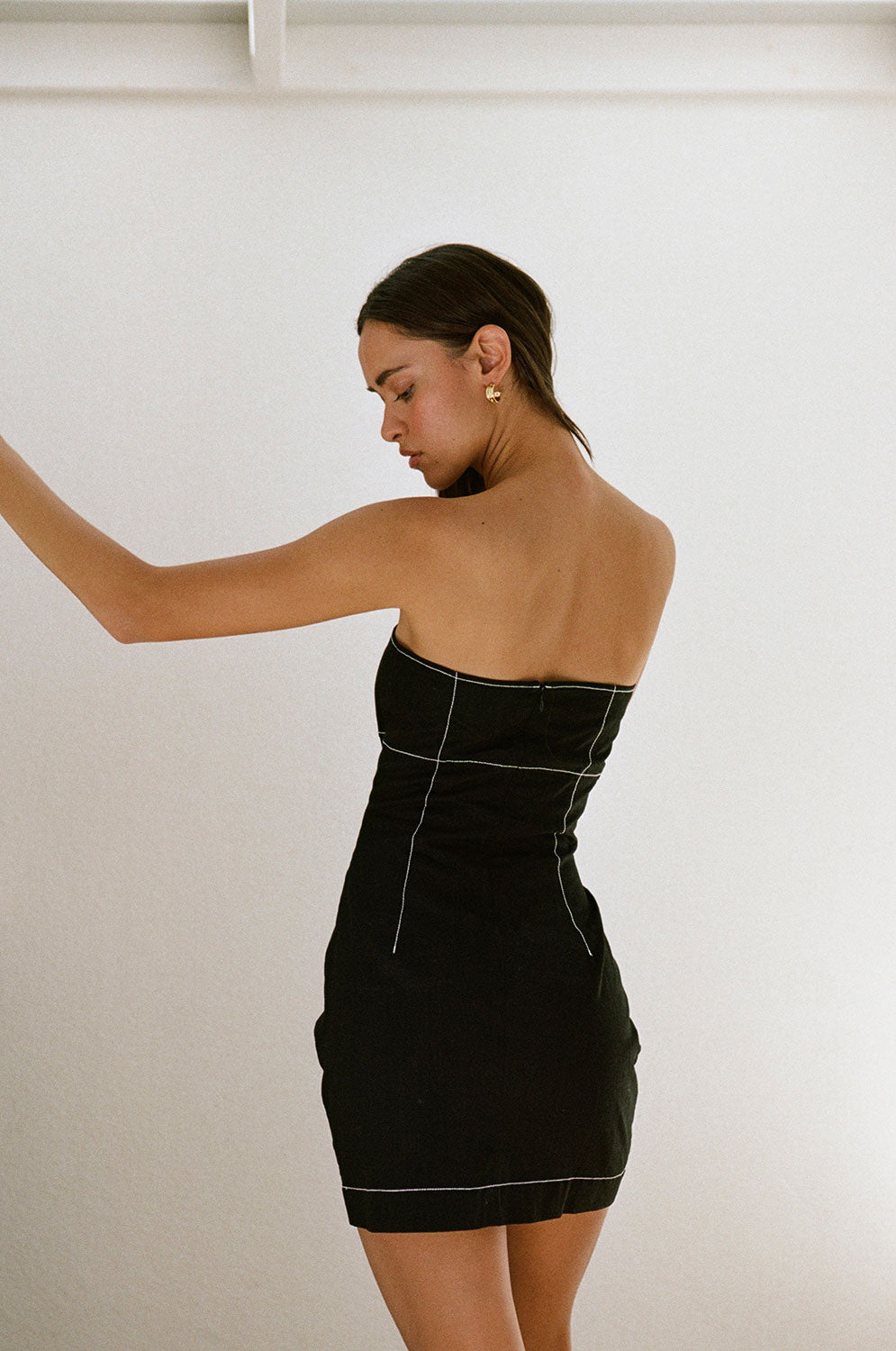 90's Inspired Strapless Black Amila Dress by Sabo