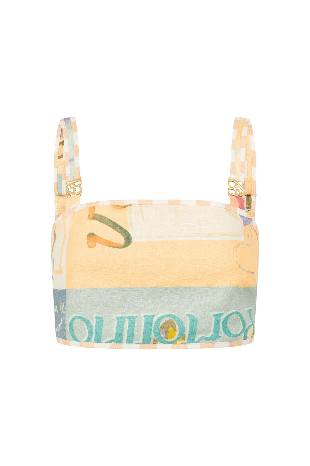 Portofino Linen Bandeau Top with Fiorire Acqua Print from Summer 2025 Collection