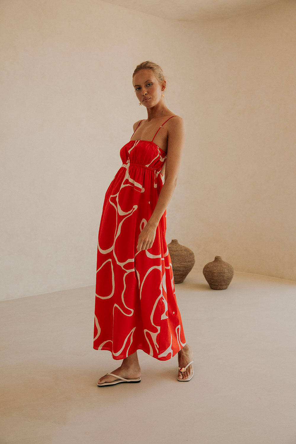 Catie Women's Christmas Maxi Dress in Striking Evoke Red
