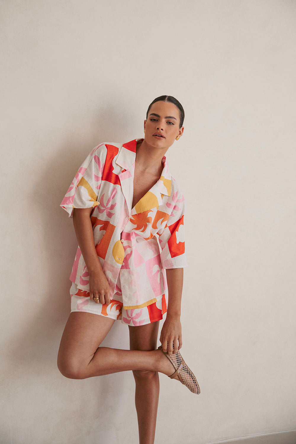 Exclusive Women's Seona Top with Palm Tile Fuego Design - One-of-a-Kind Sample