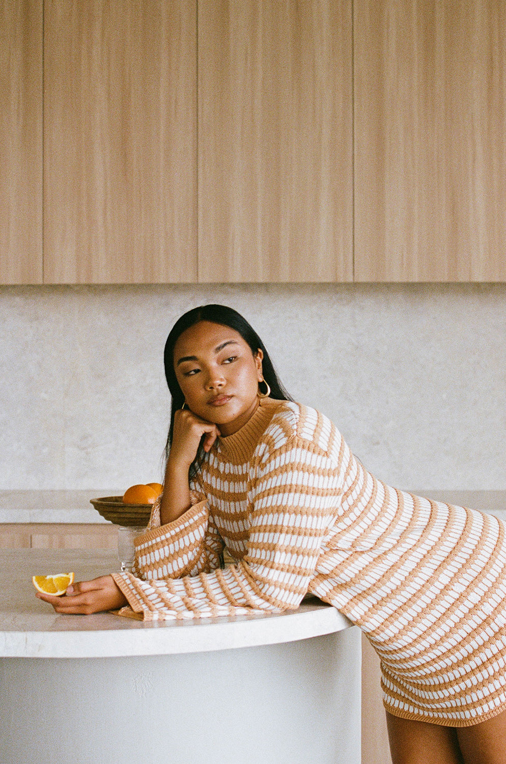 Stylish Morela Honey Stripe Knit Women's Dress - Sample for Size XS