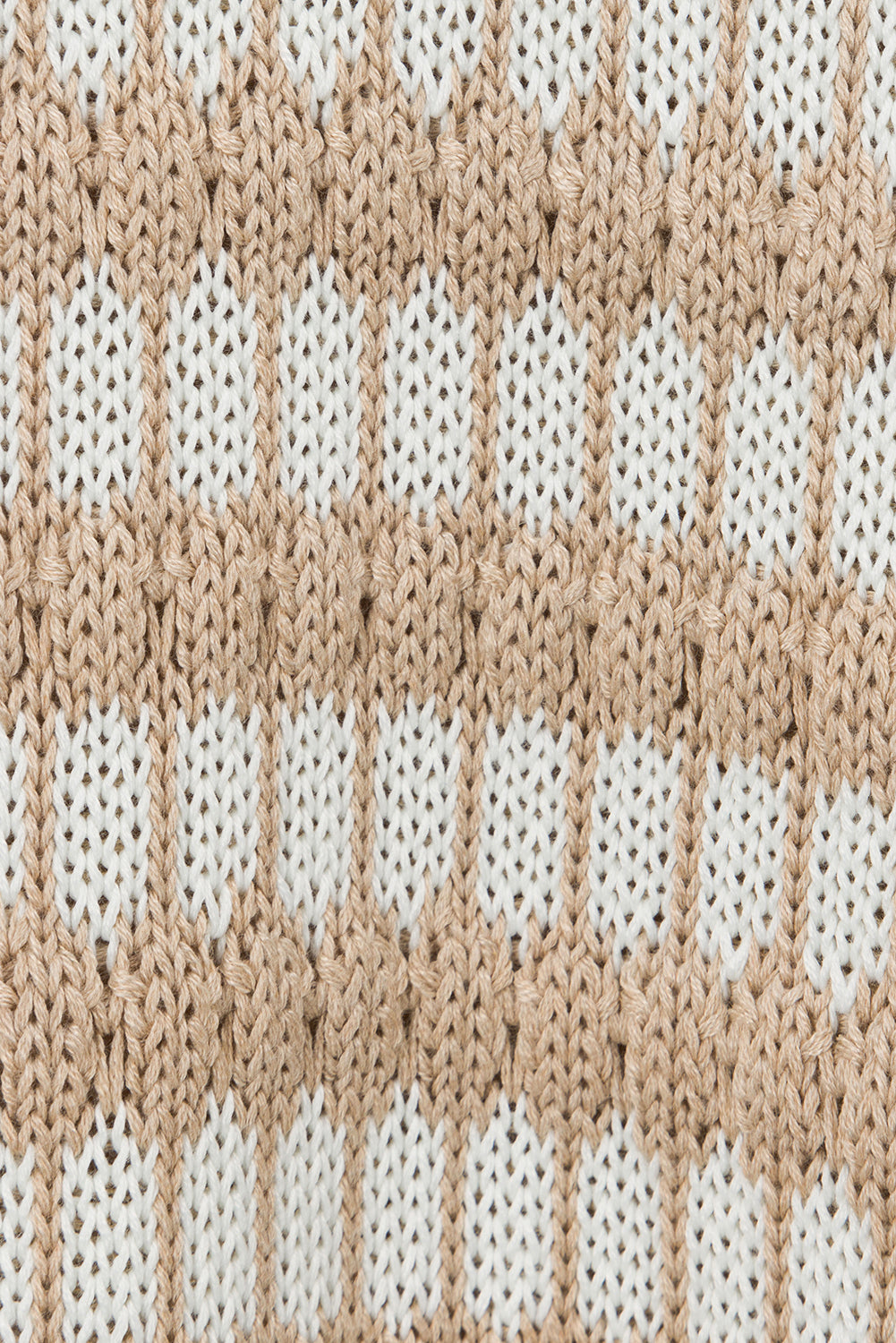 Vintage-Inspired Aya Cream and Tan Striped Relaxed Knit Top
