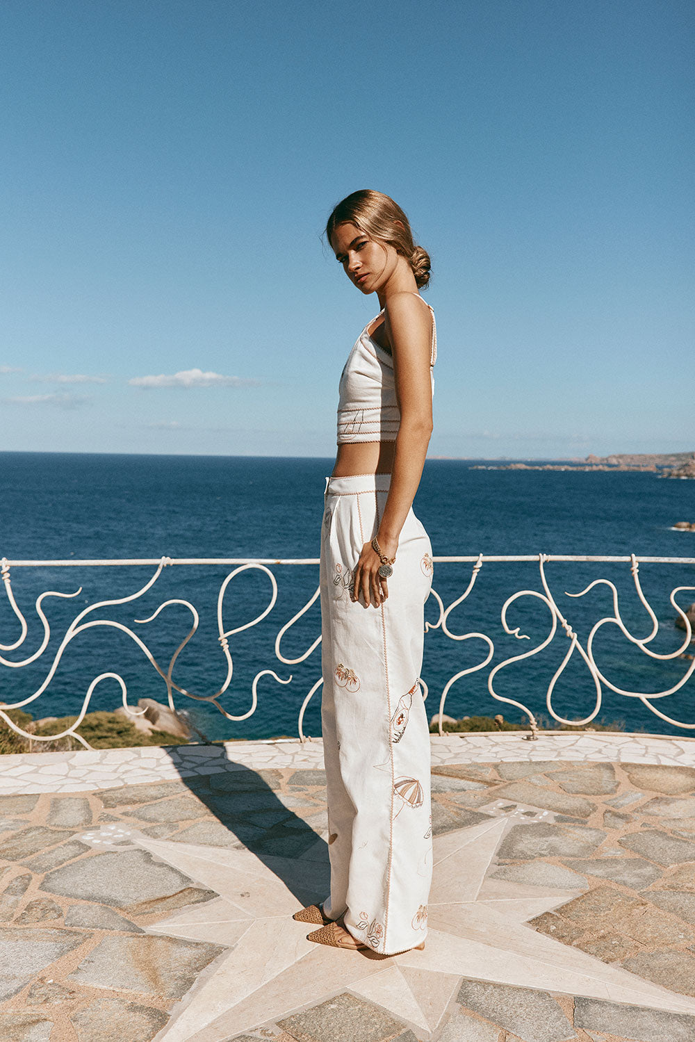 Exclusive Summer '25 Paradise Cove Linen Cotton Blend High Waisted Wide Leg Pants - Serenita