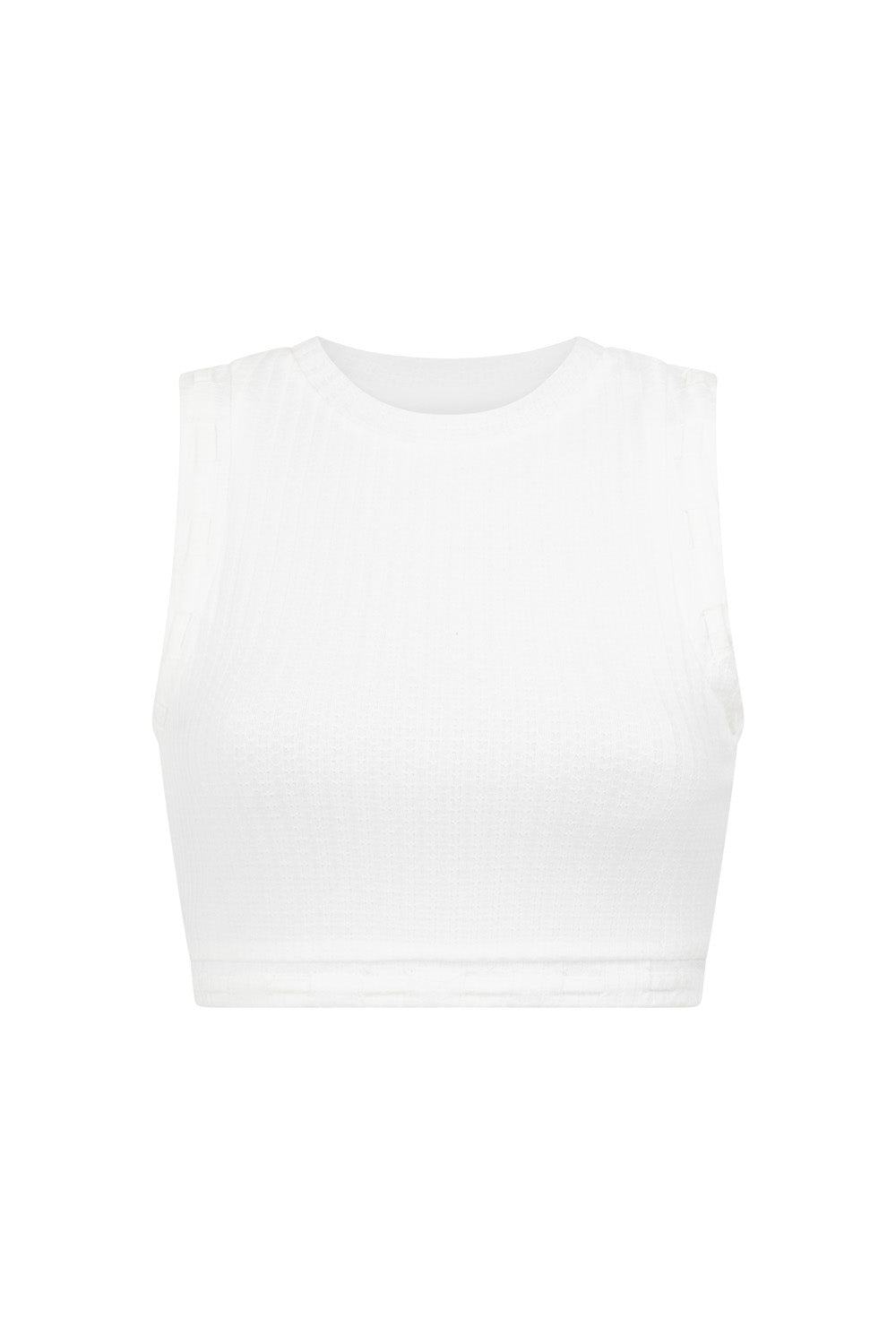 Sabo's Exclusive Payton White Textured Self - Stripe Cropped Top
