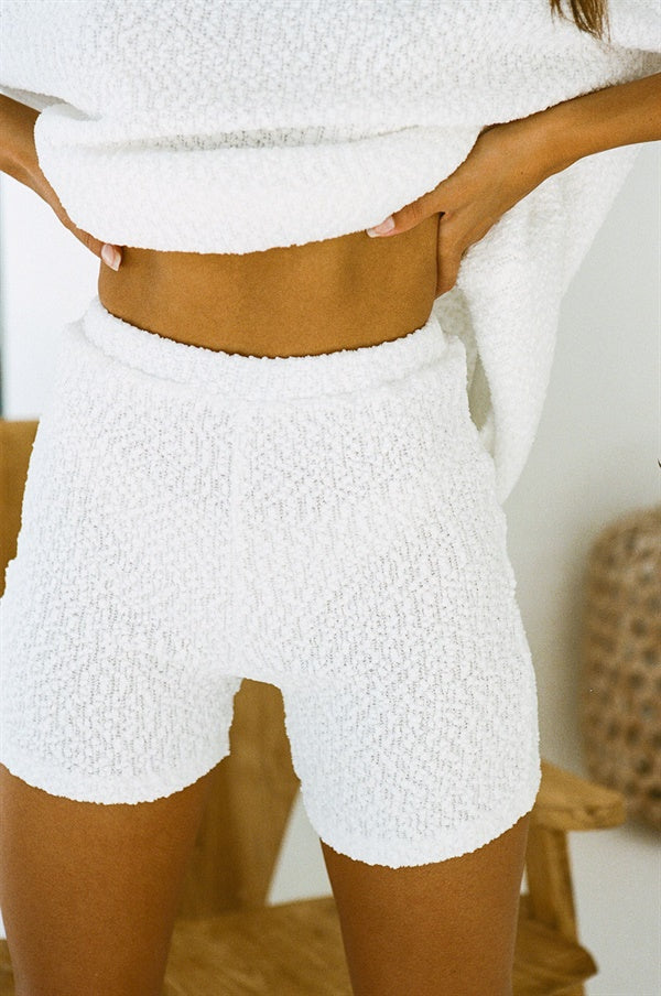 Cloud-textured Off-white High-waisted Archer Bicycle Shorts