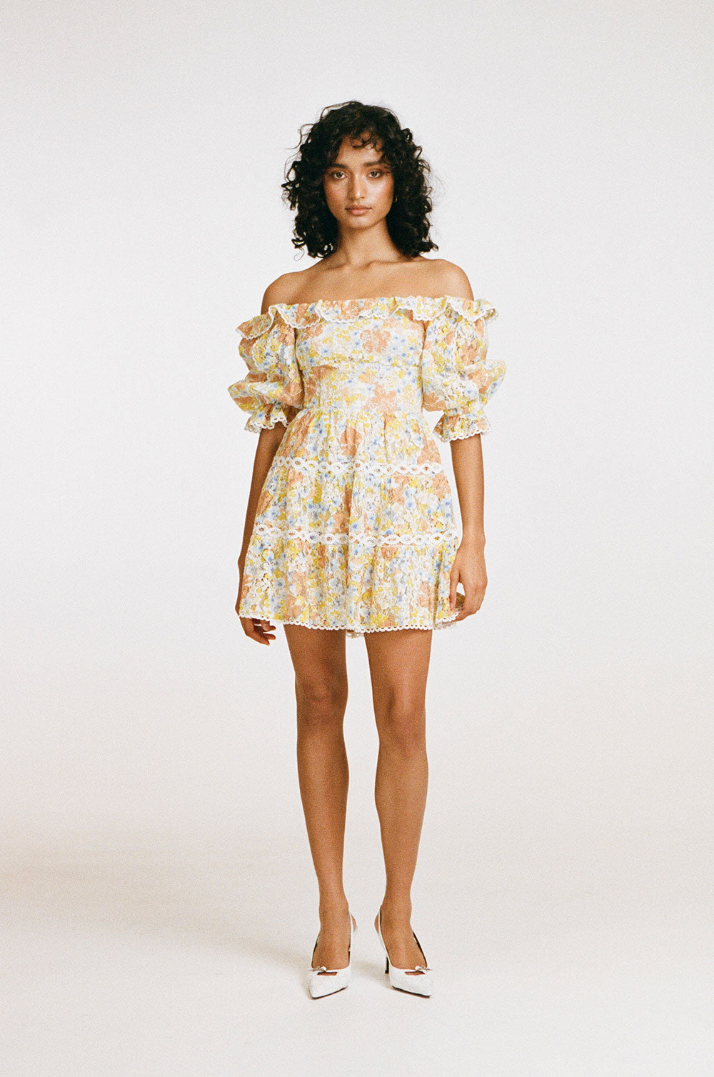 Exquisite Louvre Off - Shoulder Women's Dress with Floraison Print