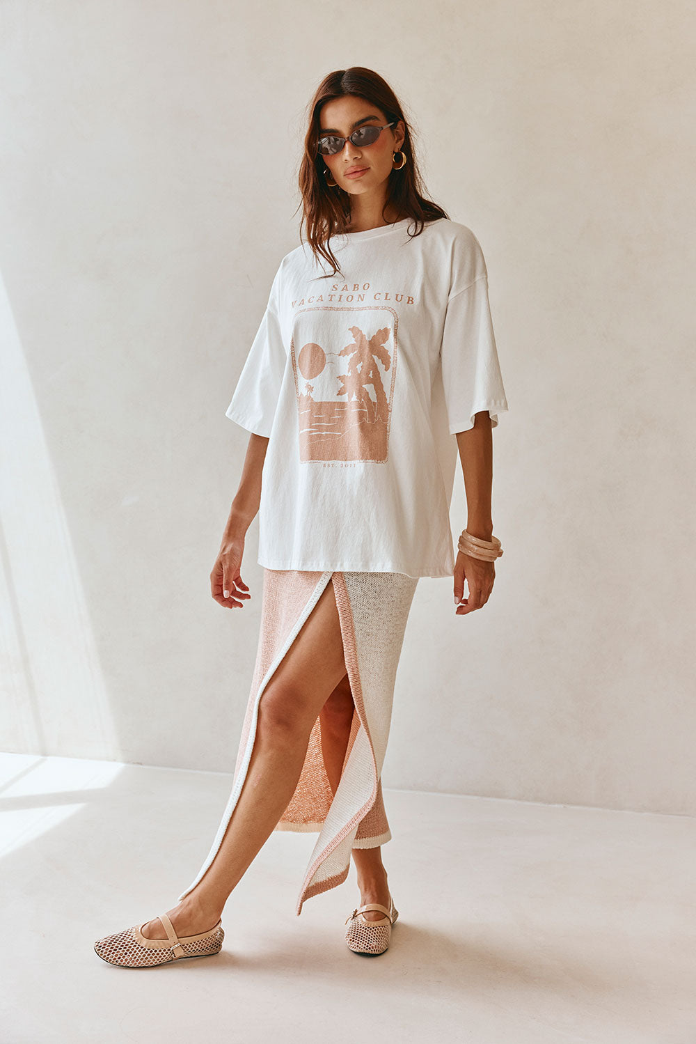 Pink Oversized Britta Top with Vintage Graphic