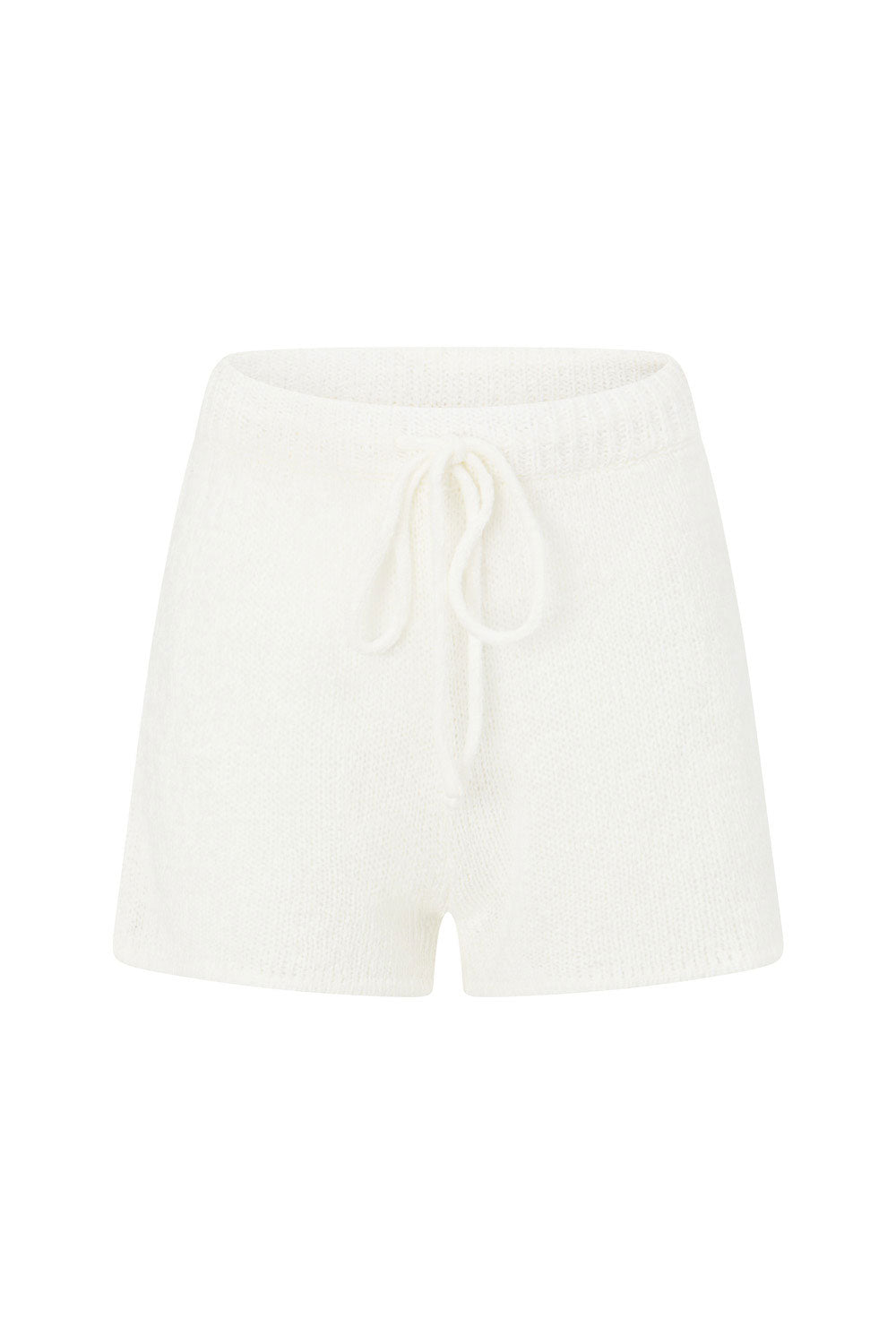 Fashionable Kenzia White Semi - Sheer Loose - Knit High - Waisted Shorts