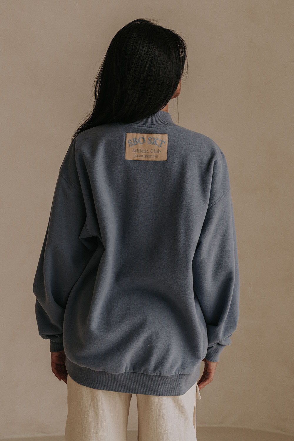 Dusty Blue High - Quality Cotton Blend Fleece - Lined Montpellier Sweater