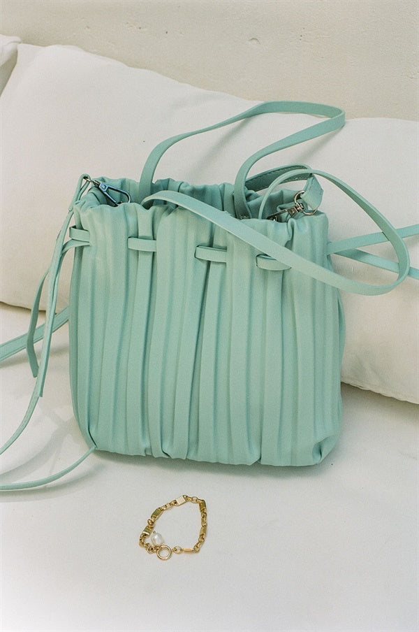 Adorable Mint Green Vegan Leather Nadia Pleated Handbag