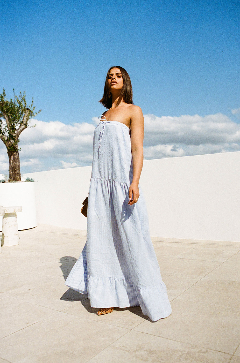 Sabo's Exclusive Lightweight Blue Bella Strapless Maxi Dress